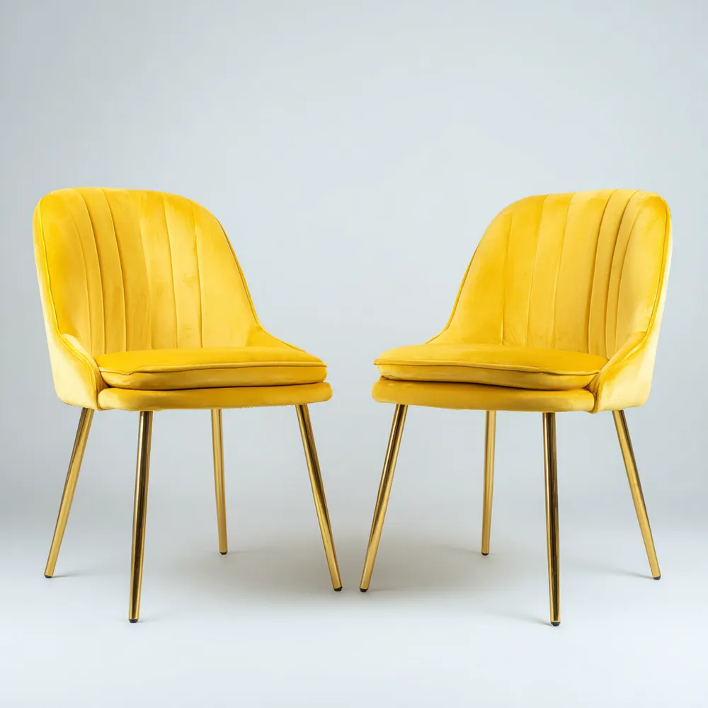 Esszimmerstuhl Samtpolsterung 45x55x85 cm – Gelb – Modernes Design
