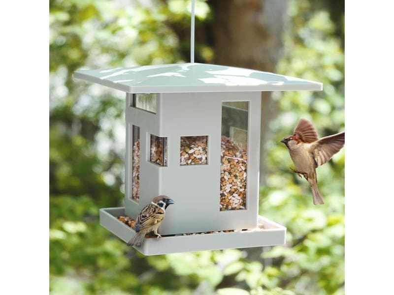 Umbra Futterspender Bird Cafe Grau Dekoratives Vogelfutter-Haus