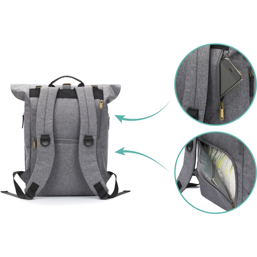 Fillikid Wickelrucksack Rolltop Berlin grau schwarz