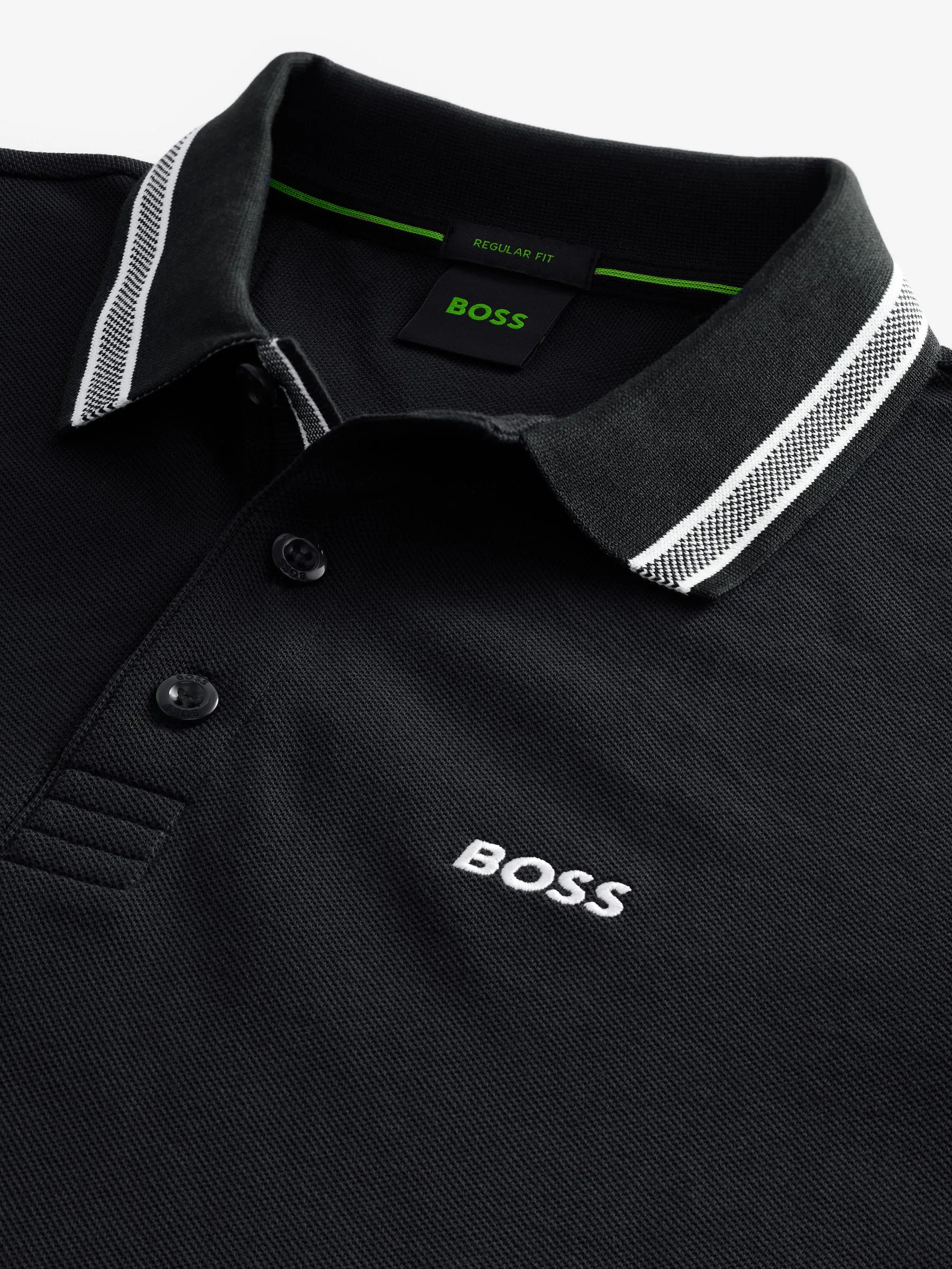 Marineblauw - BOSS Regular Fit Paddy poloshirt met contrasterende kraag