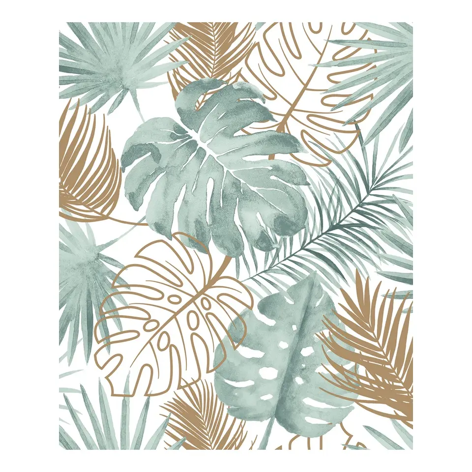 Dutch Wallcoverings - Escapade palmbladeren groen/goud - 0,53x10,05m