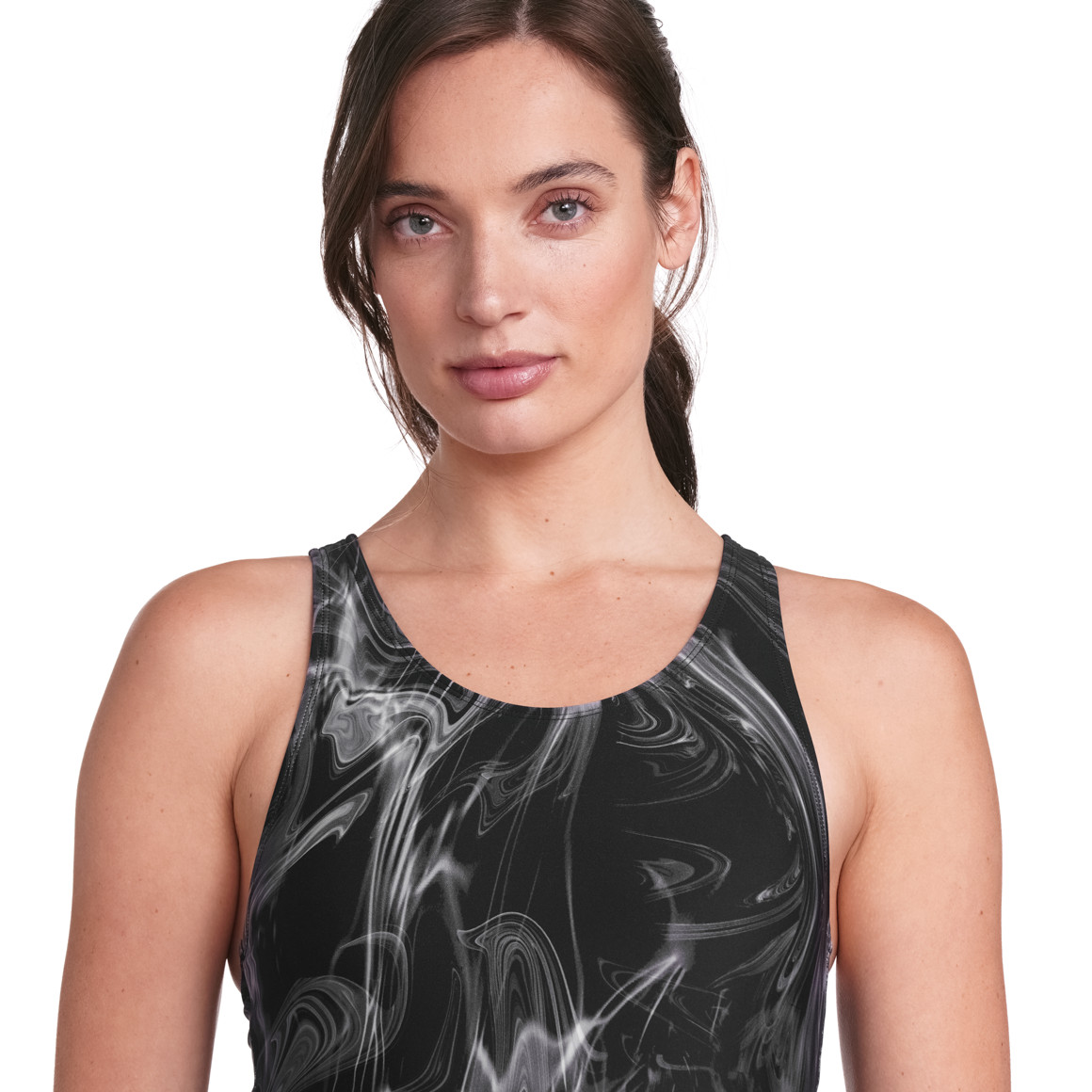 Gina Sports Damen  Sport-Badeanzug mit Allover-Muster schwarz