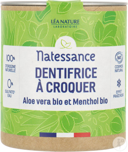 Natessance Dentifrice À Croquer Aloe Vera Et Menthol Bio 80 Comprimés