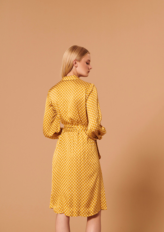 Robe Roselitajaune imprimée petites fleurs en satin