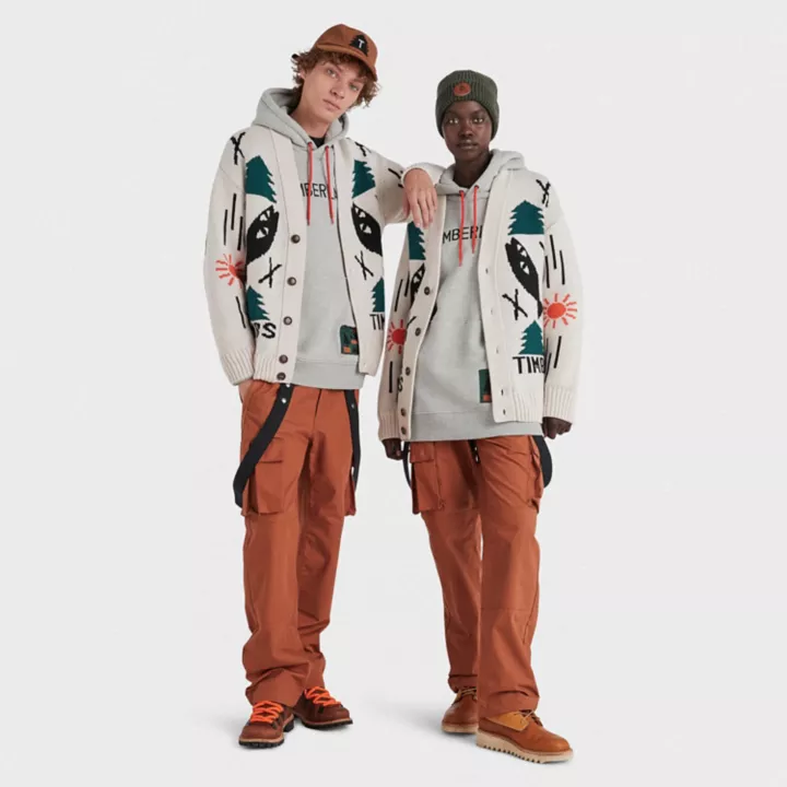 Cardigã Timberland x Nina Chanel Abney Intarsia em bege