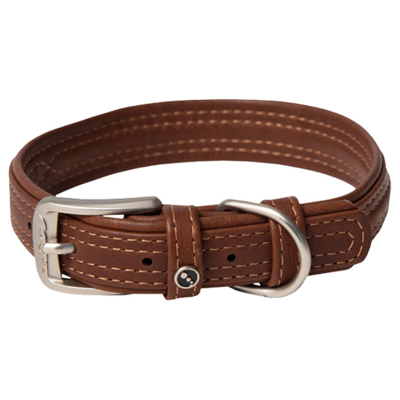 Rogz Hunde Lederhalsband braun