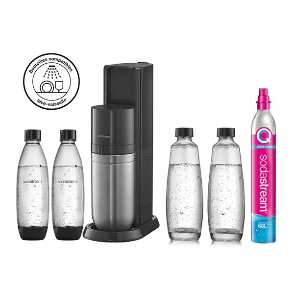 Pack machine à eau gazeuse Duo noire Sodastream