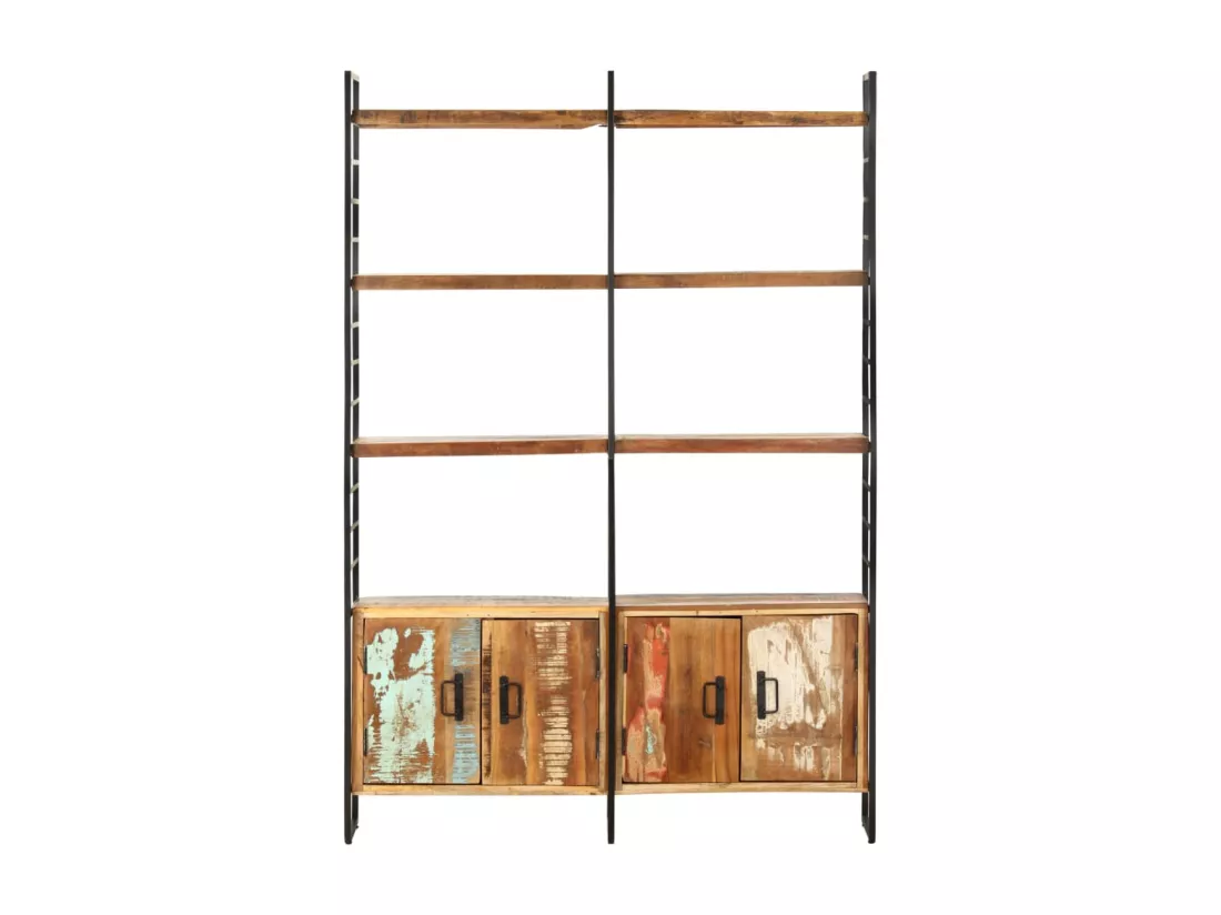 Bibliothèque 4 niveaux 124x30x180cm Bois solide de récupération