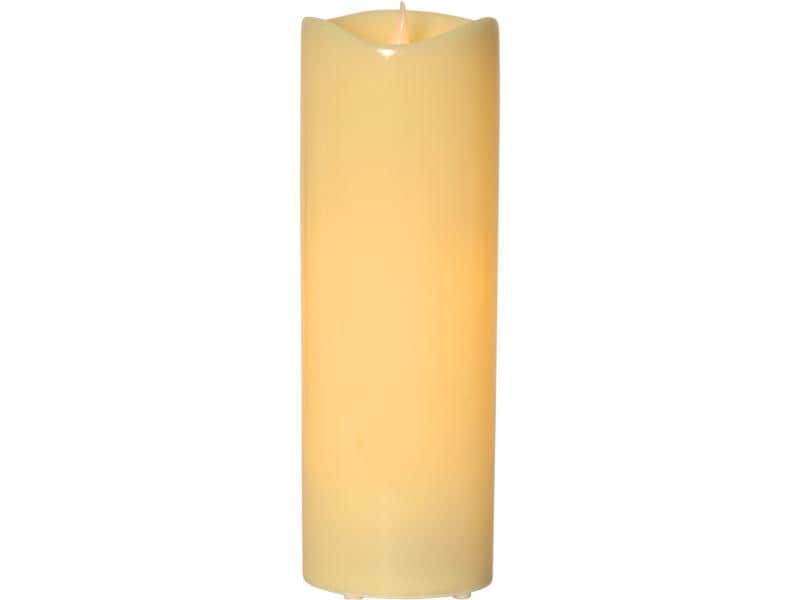 Star Trading LED-Kerze Pillar Grande Ø 12 x 38 cm, Beige Kerze aus Echtwachs mit LED Leuchte
