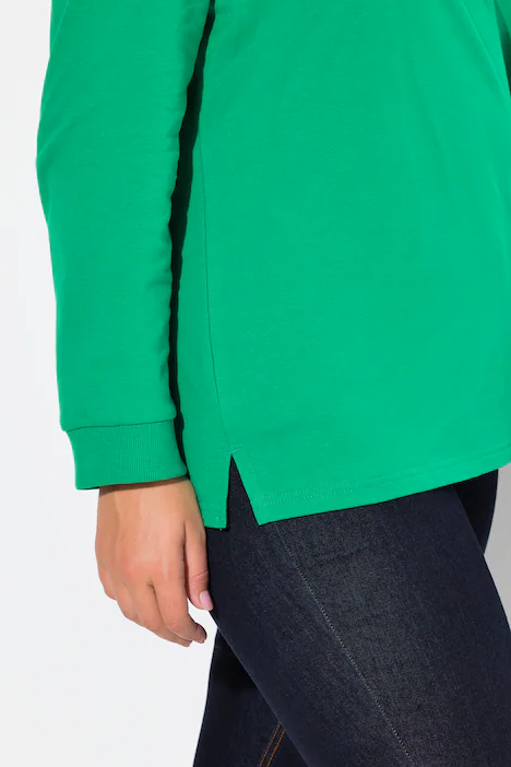 Sweatshirt, Moin, Stehkragen, Langarm, smaragdgrün