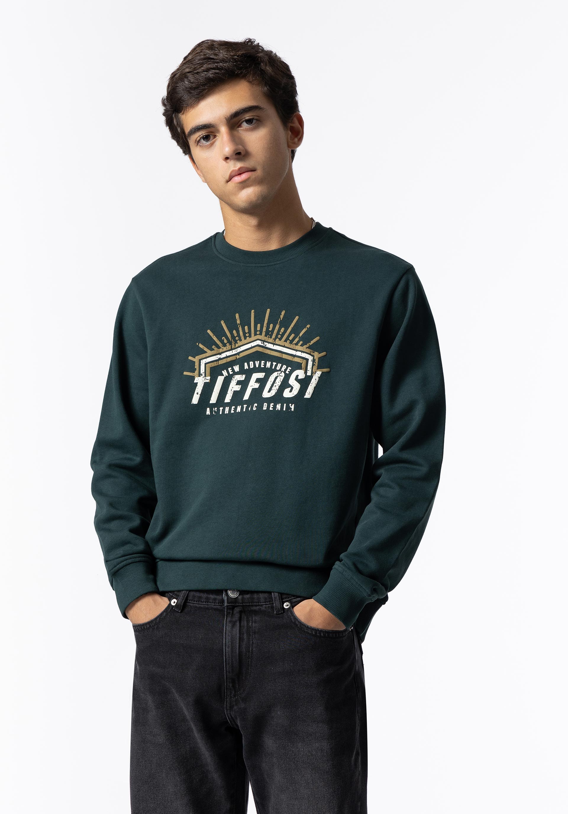 Sweatshirt Estampado Frontal com Relevo