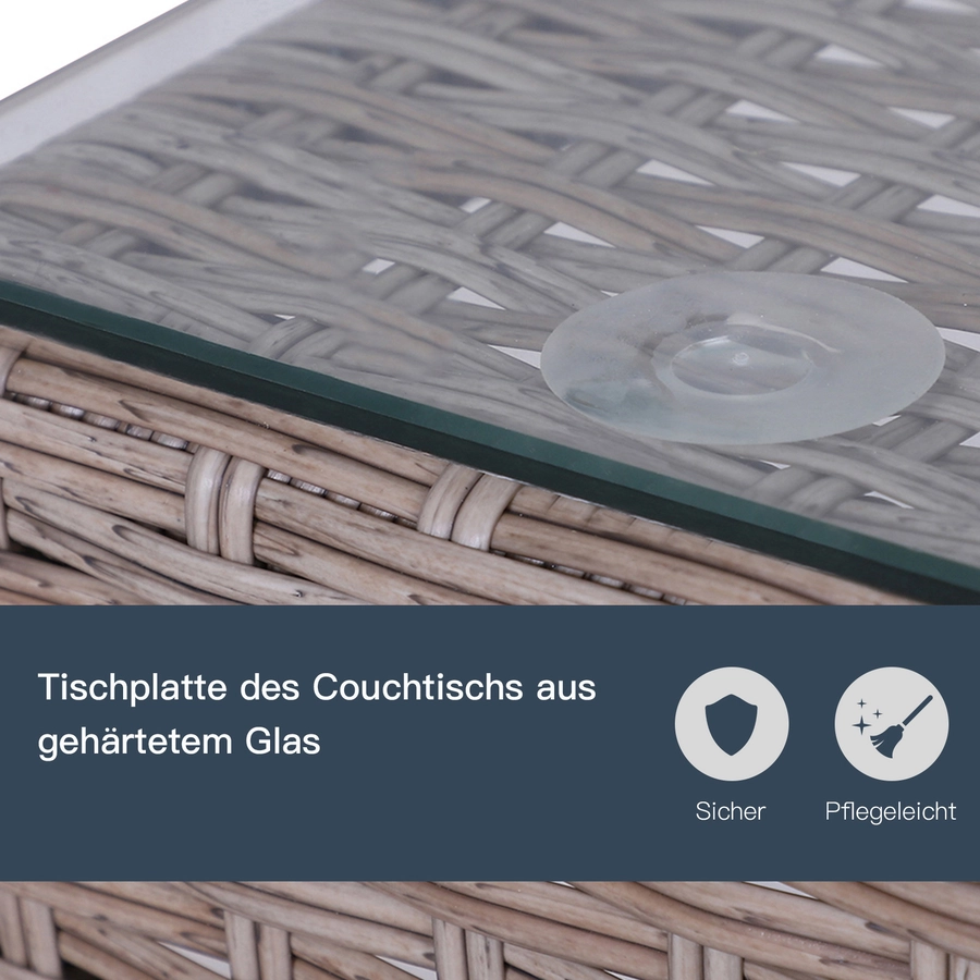 Outsunny Rattan Gartensitzgruppe als 6-teiliges Set creme