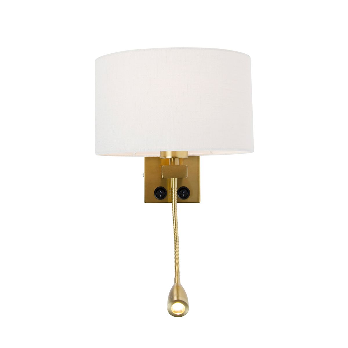 Wandlamp messing met ovale linnen kap wit 25cm - Brescia Combi
