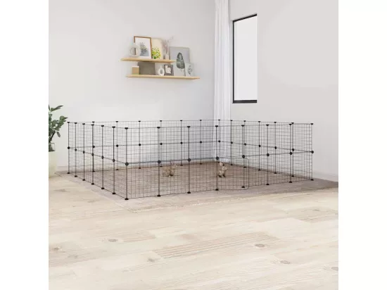Cage animaux de compagnie à 52 panneaux et porte Noir 35x35 cm