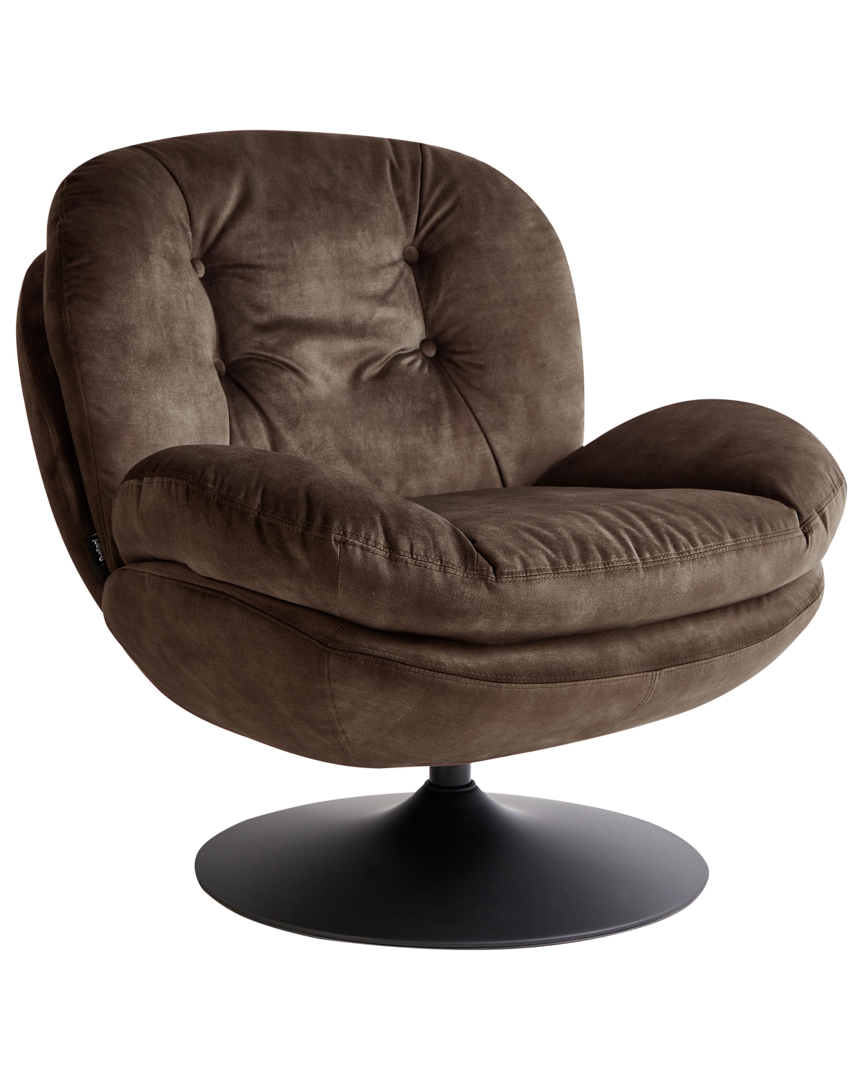 Draaifauteuil NOLVIK Fluweel Donkerbruin