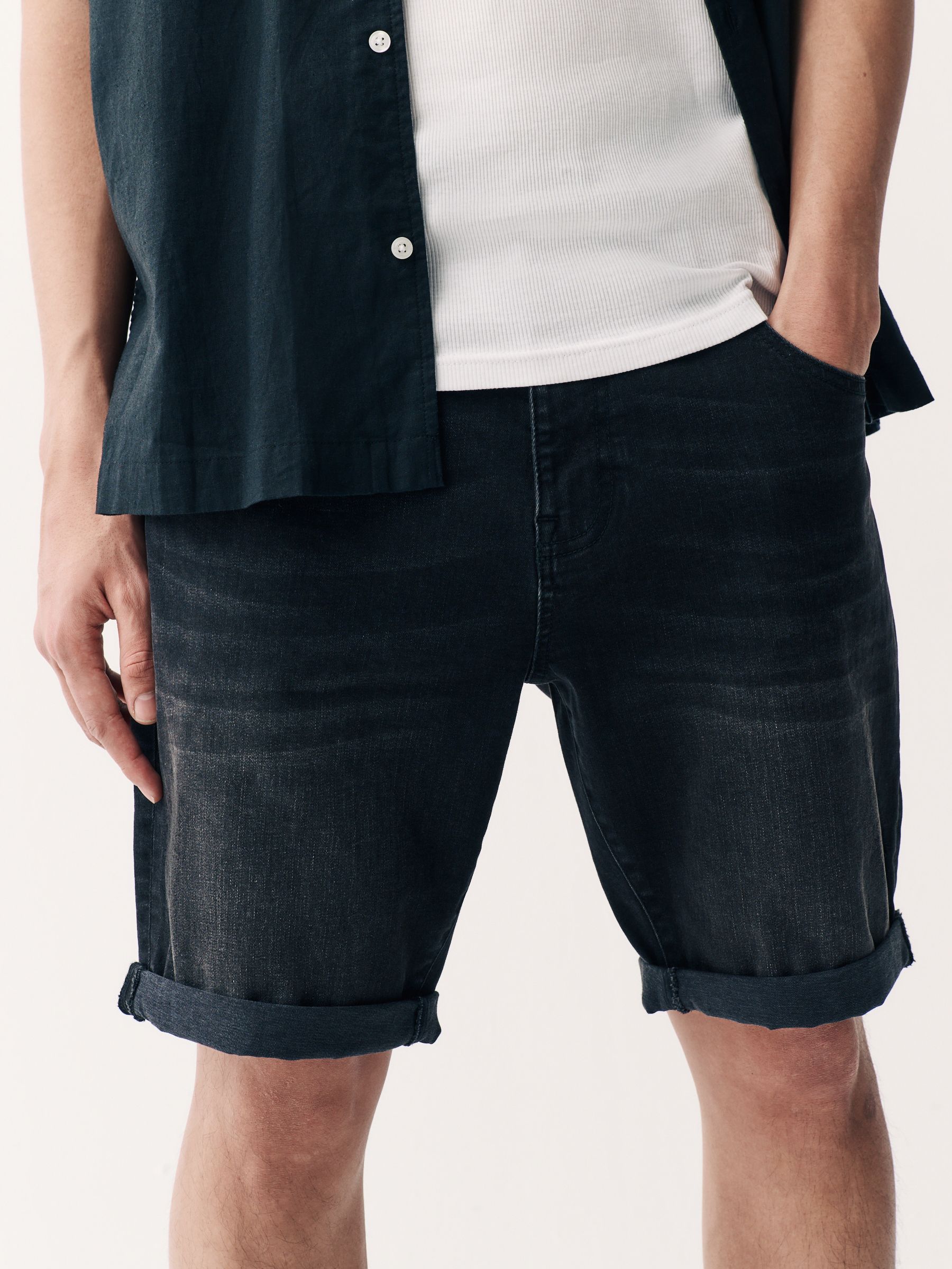 Zwart - Slim Fit - Stretch denim short
