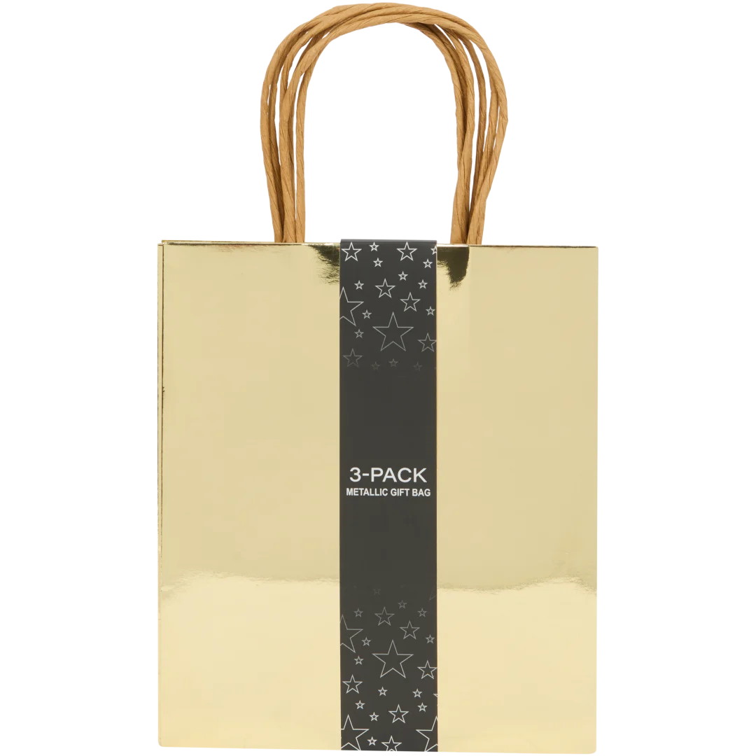 Metallic cadeautassen 3 stuks | diverse kleuren
