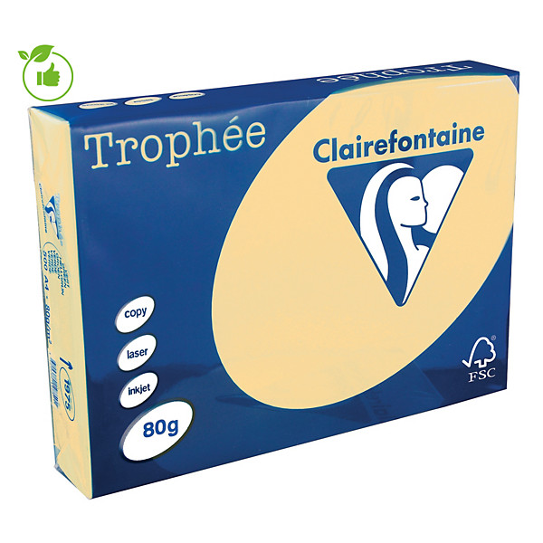 Papier couleur Trophée Clairefontaine chamois A4 80g, 5 ramettes de 500 feuilles