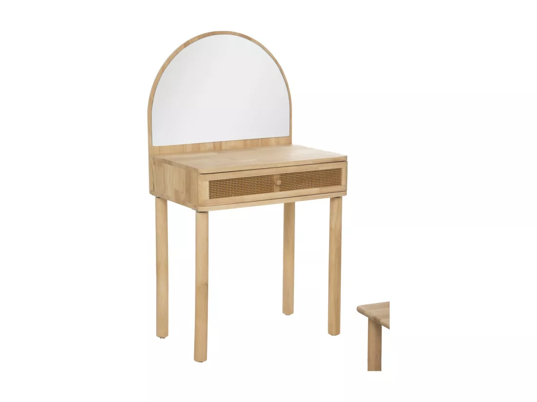 Coiffeuse et Tabouret en bois avec Miroir pour chambre d'enfant