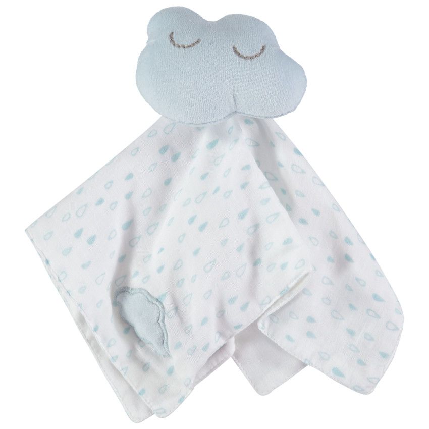 Doudou nuage à gouttes imprimées - Bleu