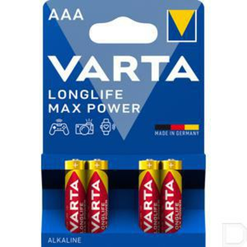 VartaLonglife Max Power Alkaline Batterijen AAA 4 stuks