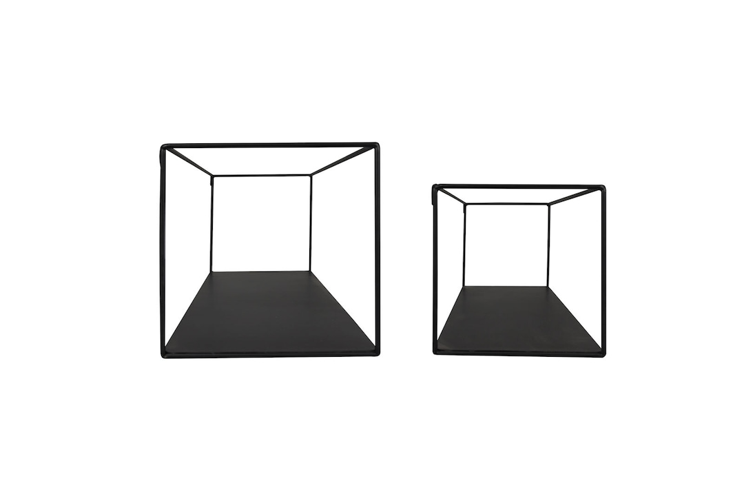 Wandregalset Lisa 2er-Set Metall Schwarz 65x15x15 cm