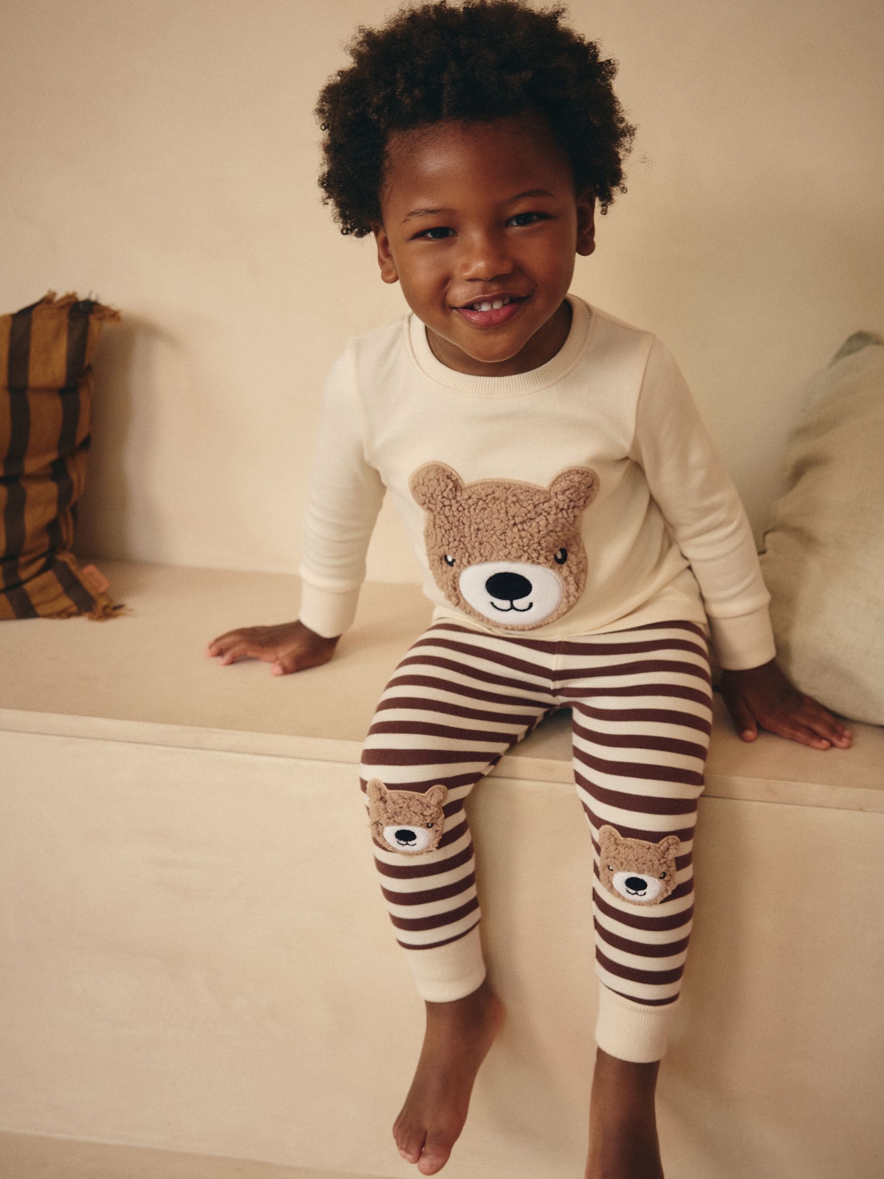 Bruin/crèmekleurig - Verpakking van 3 knusse pyjama's (9mnd-6jr)