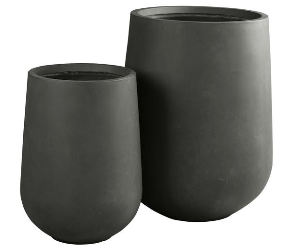 Dehner Fiberglas-Topf Curved, rund, anthrazit