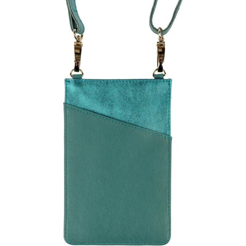 Ginkgo, Pochette téléphone & accessoires en cuir (Petite sacoche pour téléphone 10,5x16,5 cm + porte-cartes 7,5x10,5 cm + porte-clés 7x6 ,5 cm)