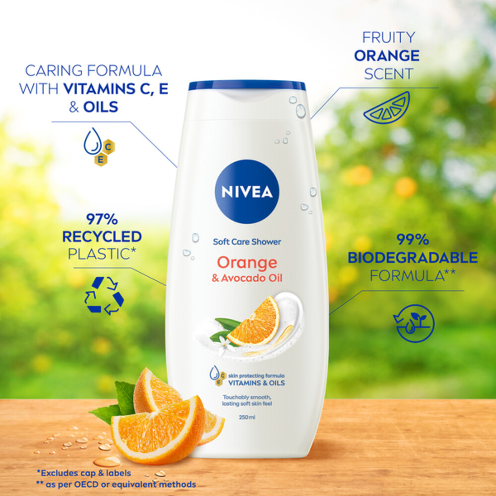 6x Nivea Douchecrème Orange en Avocado250 ml