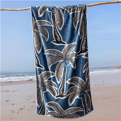Drap de plage jacquard motifs palmiers - 380 g/m² - BECQUET CRÉATION