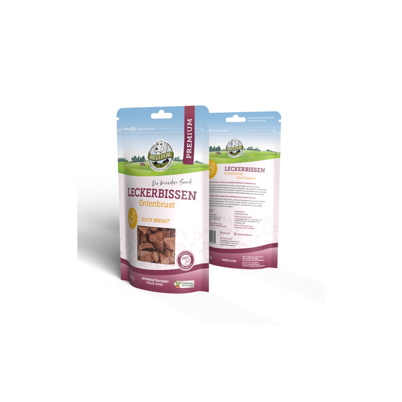 Bellfor Leckerbissen für Hunde mit Entenbrust - 50g