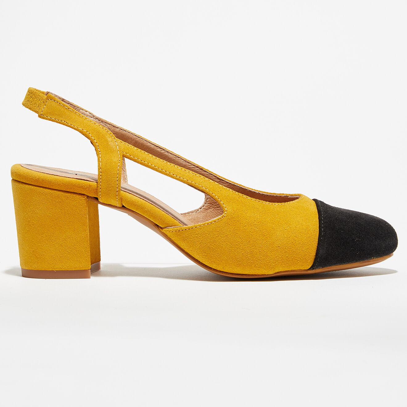 Apologie Slingbacks en Velours de Cuir Kelly jaunes