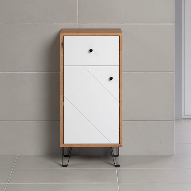 PLACES OF STYLE Unterschrank »Tarragona« 1 Stk. tlg. Badezimmerschrank mit Fräsungen in Rautenoptik in Weiss matt