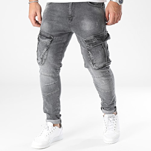 Pantalon Cargo Jean Skinny Gris