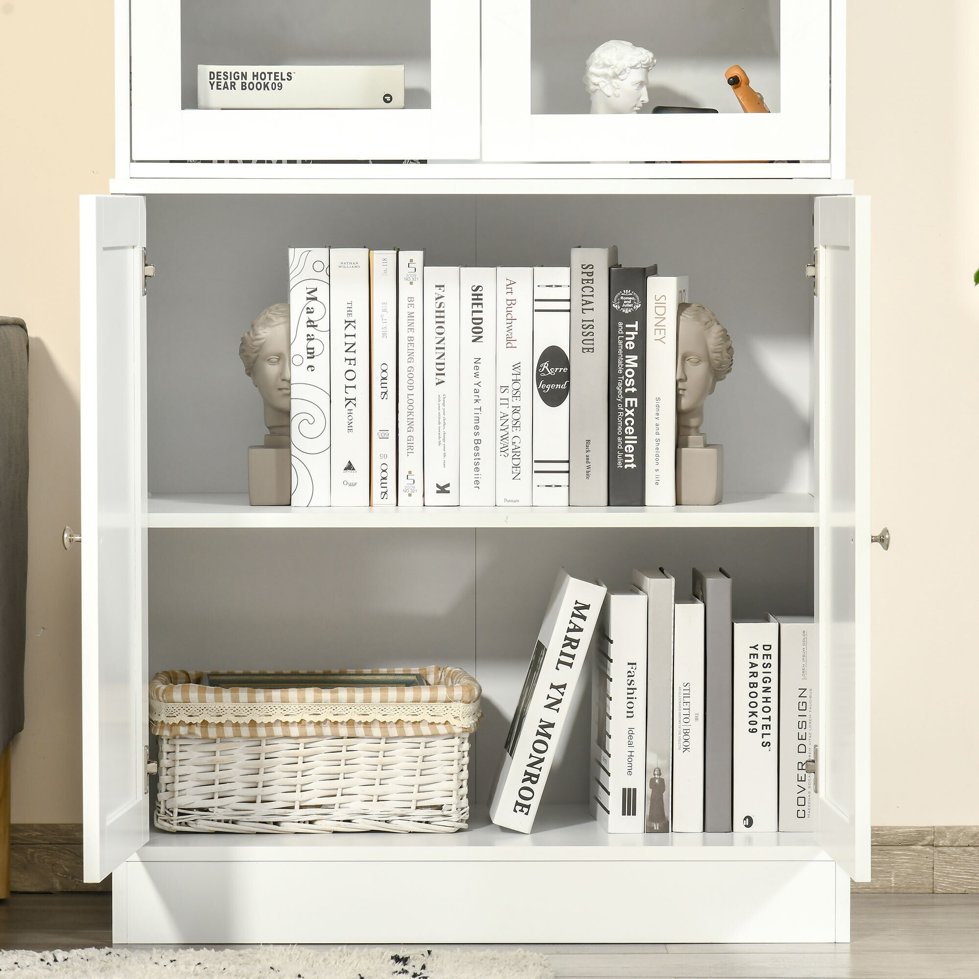 HOMCOM Bücherschrank mit verstellbaren Böden weiß 76Lx 40B x 178,5H cm