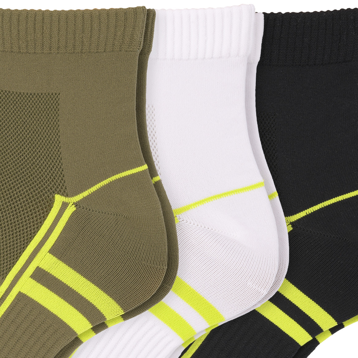 VanVaan 3 Paar Herren Sport-Sneaker-Socken im Set schwarz / weiss / oliv