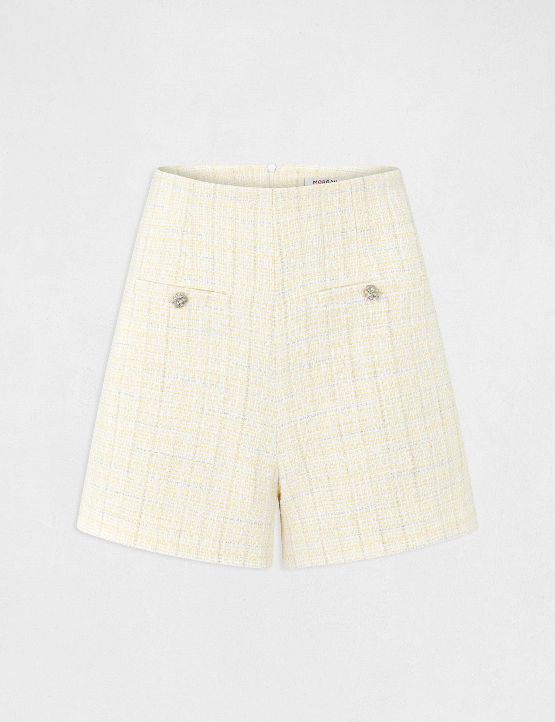 Short droit taille haute jaune femme - jaune