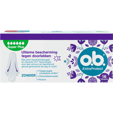 O.B. Extra Protect Super + Comfort Tampons 16 Stuks