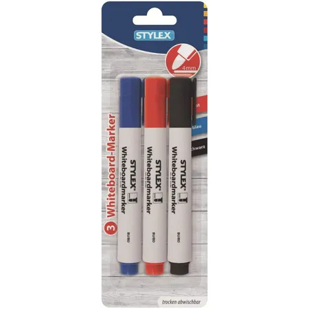 Stylex Whiteboardmarker 3 Stück in blau, rot und schwarz