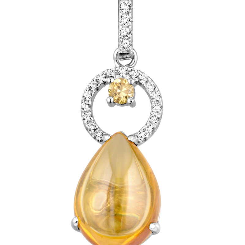 Pendentif en Argent orné de 25 Cristaux Swarovski Zirconia Blancs et Jaune