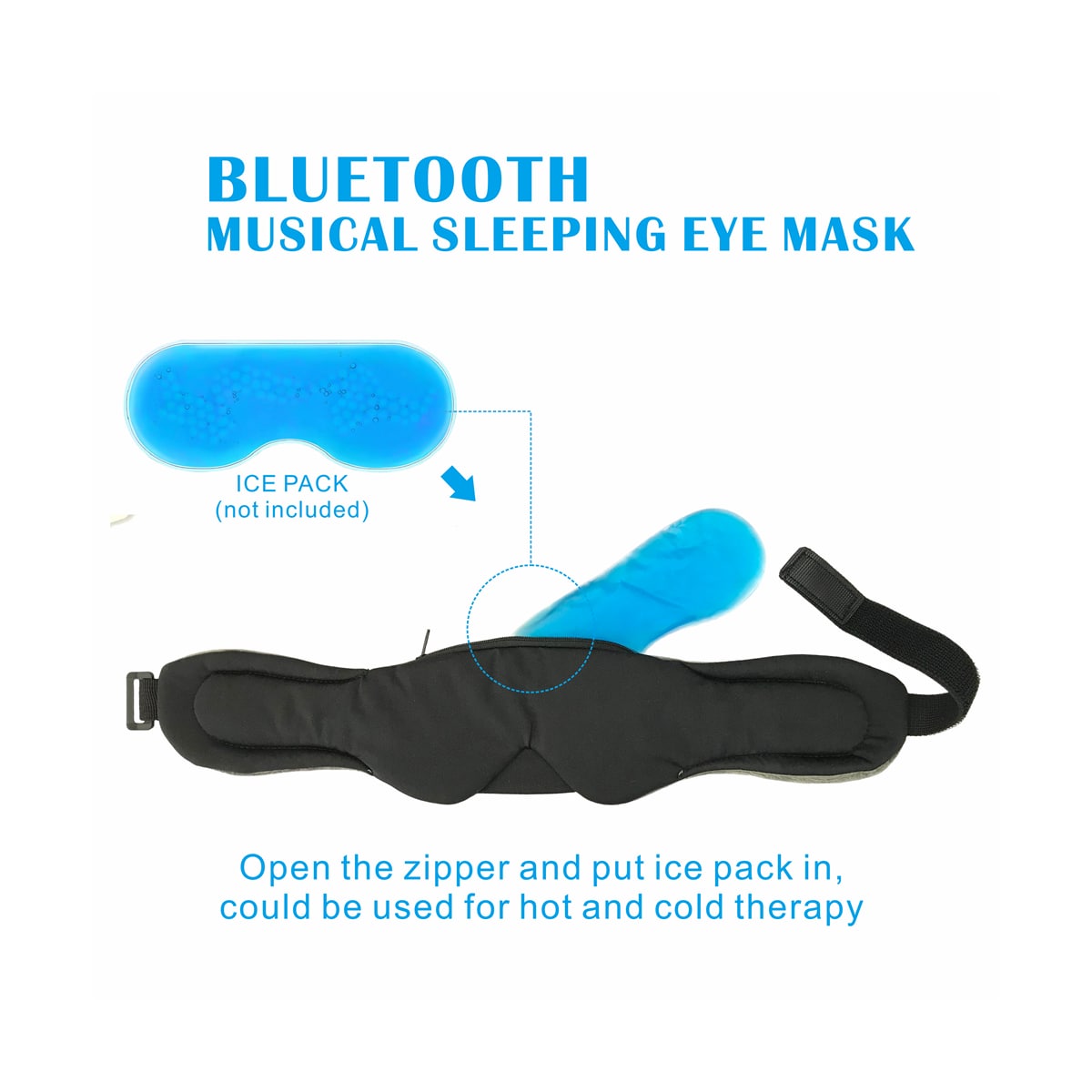 Bluetooth Eyemask - Trådløs søvnmaske med innebygde høyttalere for avslappende og rolig søvn Sort