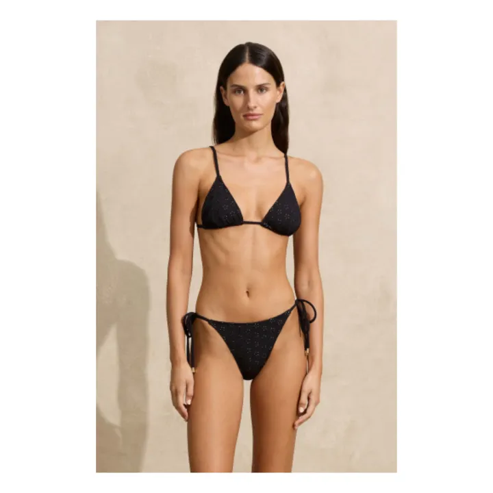 Peony Haut de Maillot Broderies String | Noir