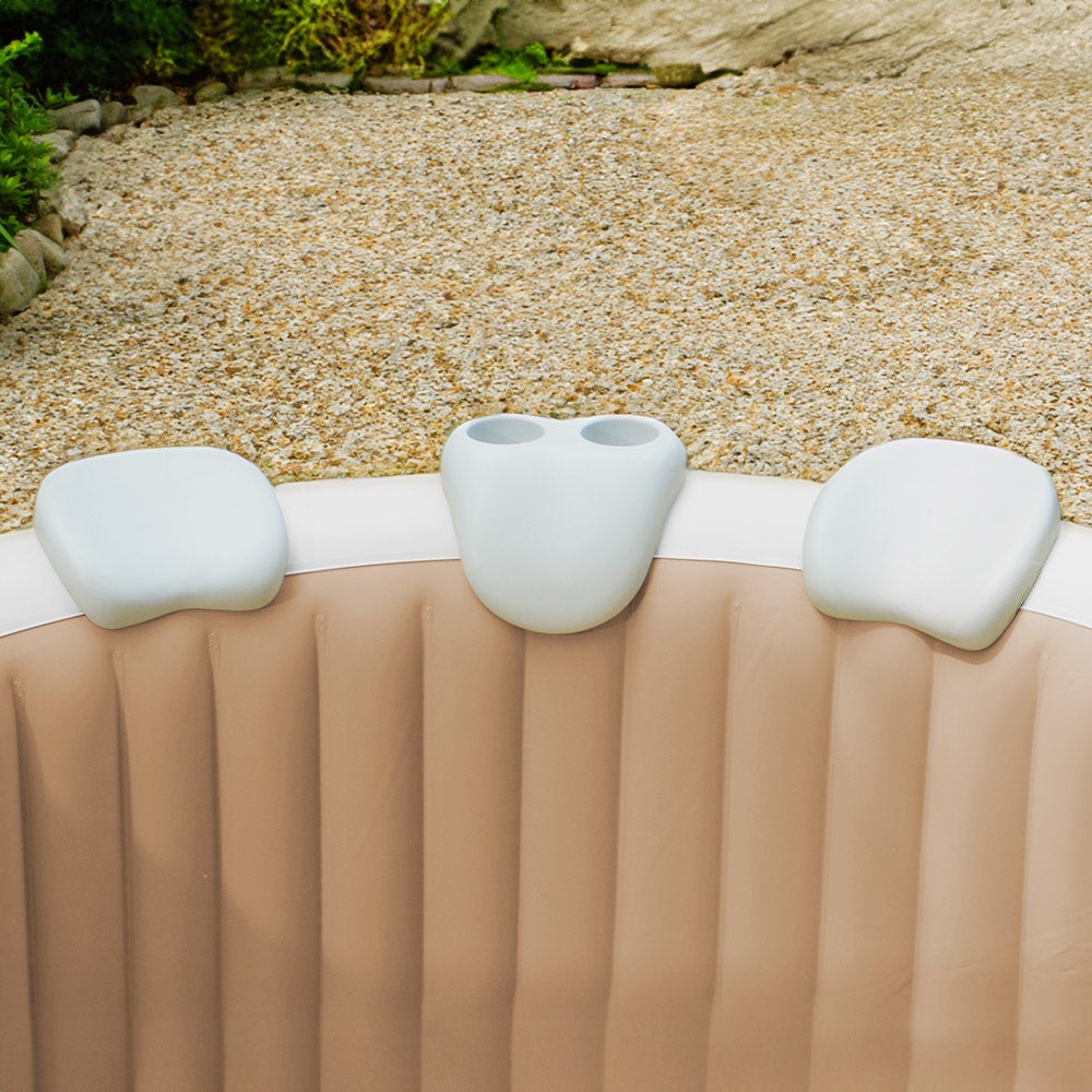 Home Deluxe - Accessoires voor buitenjacuzzi's - SPLASH en DROP - Pool DASH kussen en bekerhouder - Kleur: Wit/Grijs