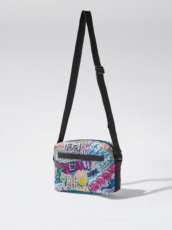 Bolsa de ombro em neoprene estampada - Azul