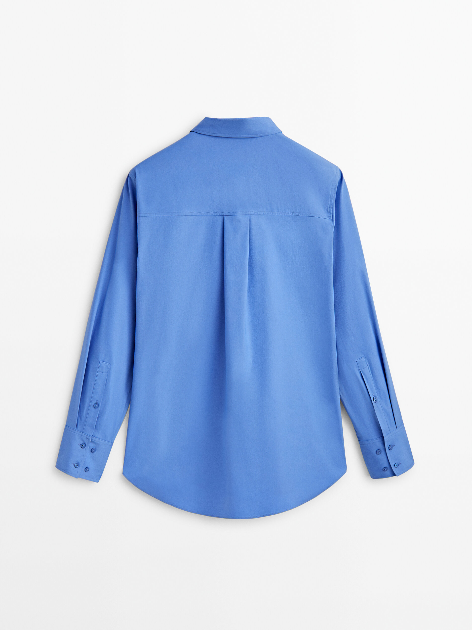 Camisa de algodão popeline com bolso - AZUL ESCURO