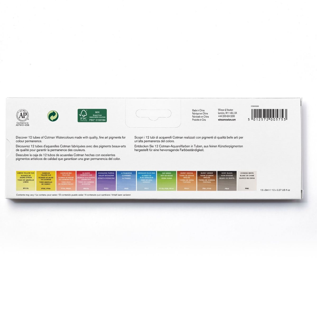 Winsor & Newton Cotman Watercolour Paint Set : 12x8ml
