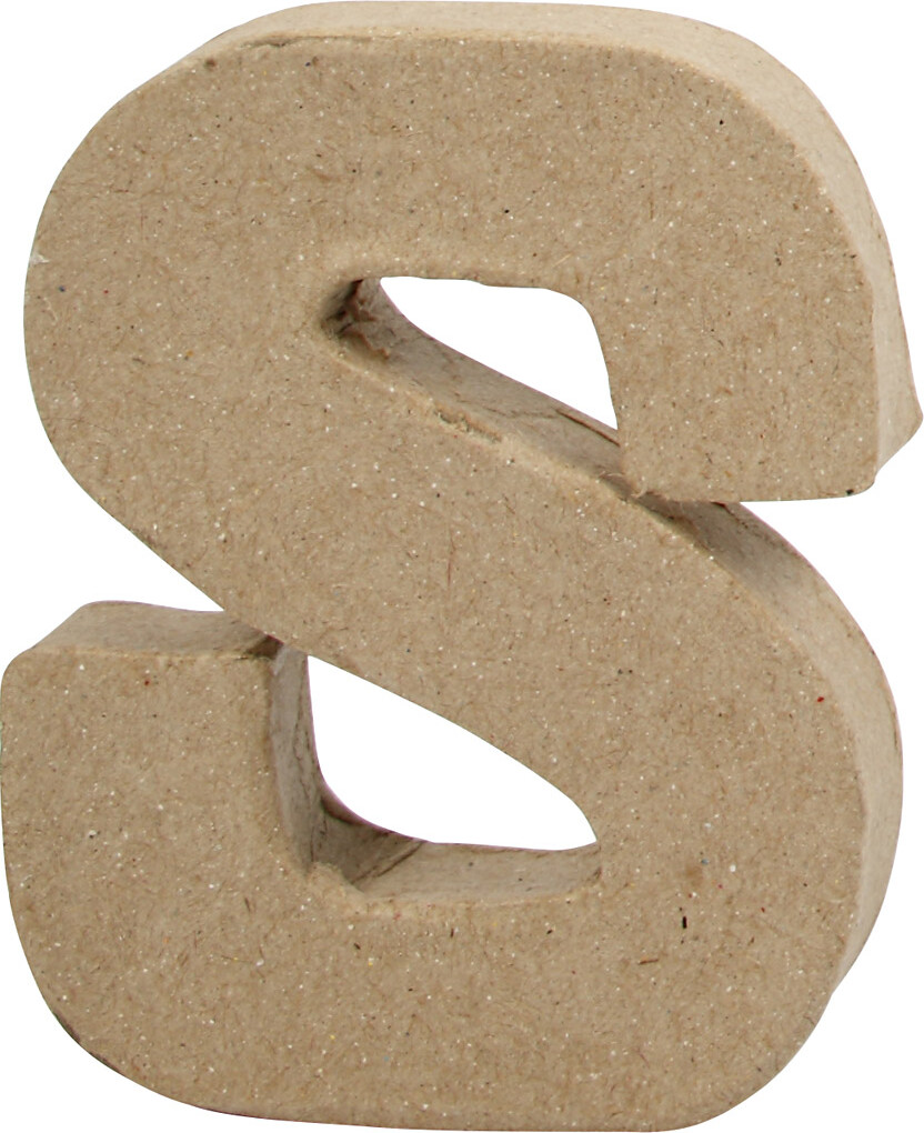 Bogstav Til Pynt - S - Stort Bogstav - Papmaché - 10X8 CM