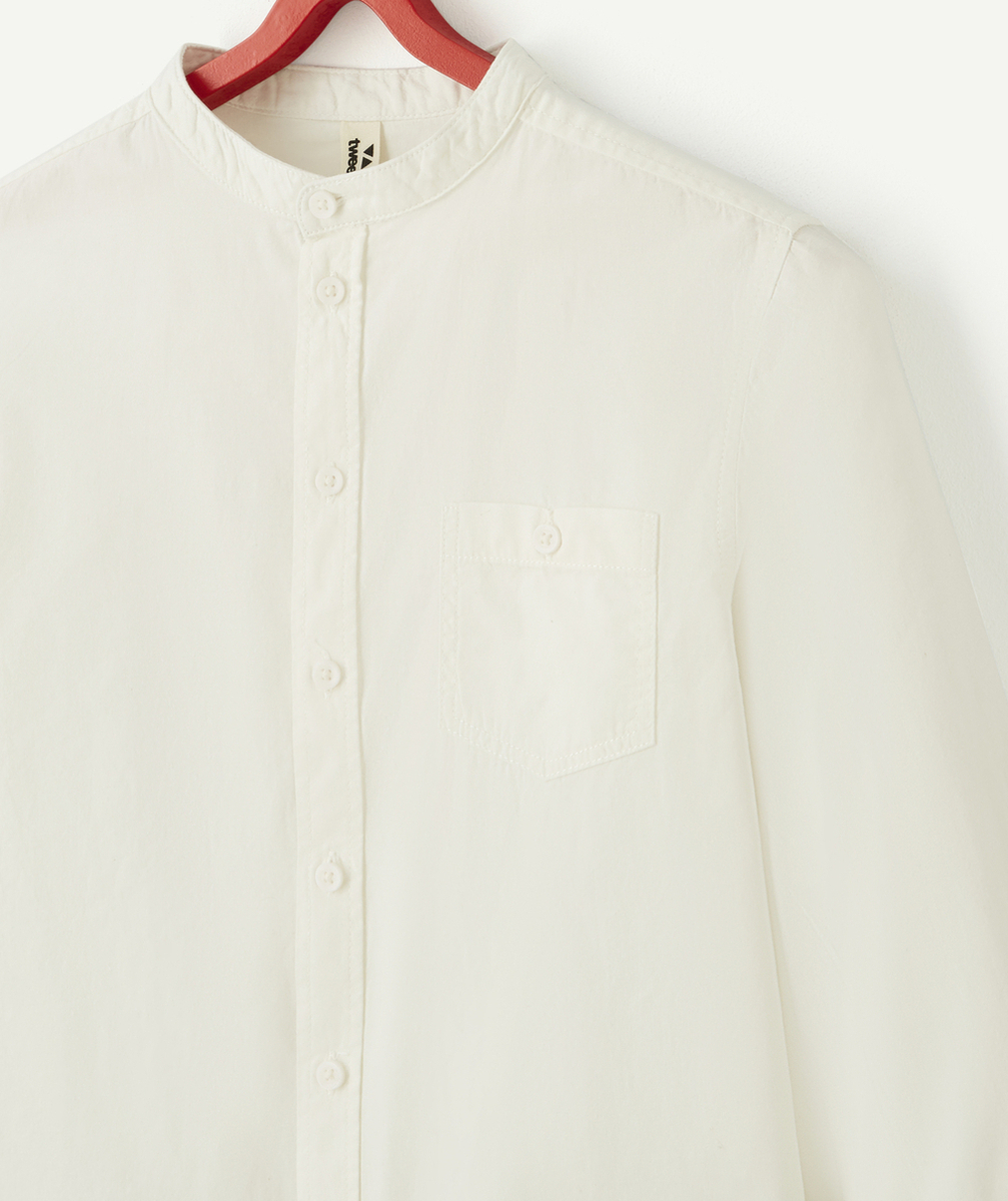 CHEMISE COL MAO GARÇON EN COTON BLANCHE