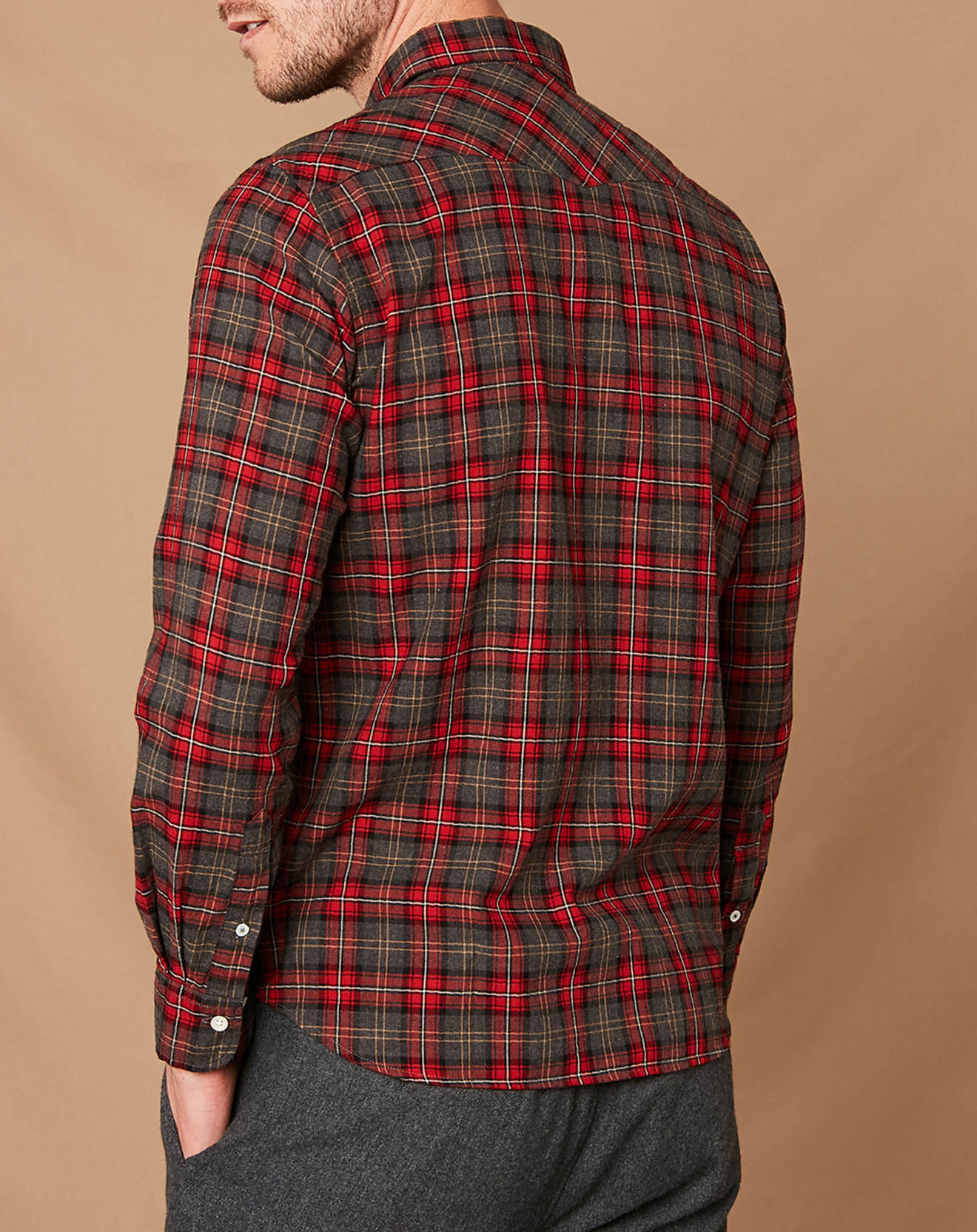 Hartford Chemise Slim Storm rouge/noir/écru/camel/gris